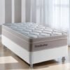 Colchão Solteiro Tiradentes D28 + Base Box Simples Corino Branco – COLCHOMINAS + ALTO NÍVEL CAMAS E COLCHÕES