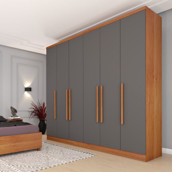 Guarda-Roupa 6 Portas Veneza/Padova 2,39 m Cinamono/Grafite - TCIL