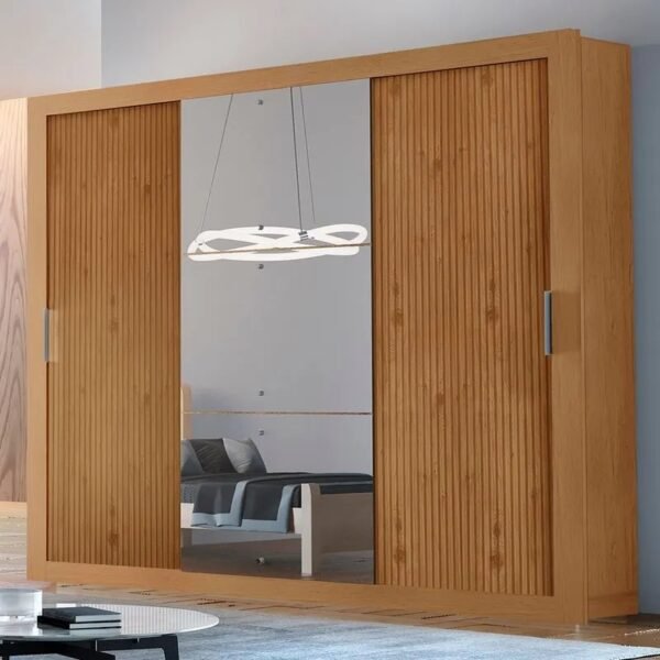 Guarda-Roupa 3 Portas Veneza Luxo 1,88 m Naturale/Ripado - RUFATO