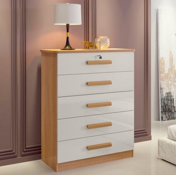 Cômoda 5 Gavetas Ipanema Cinamono/Off White - D'DORO MÓVEIS