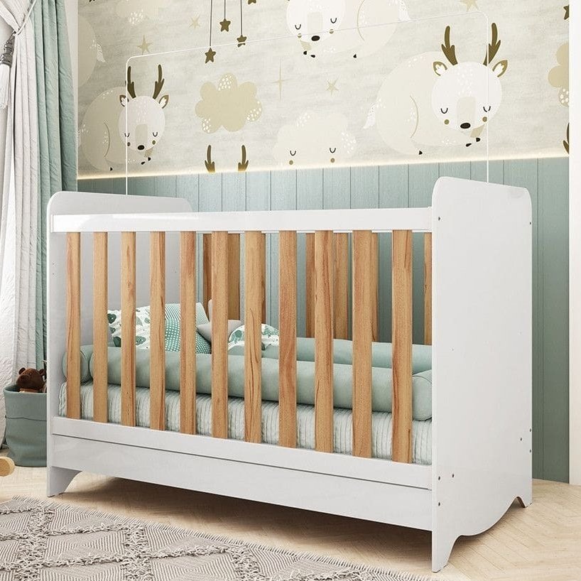 Berço Americano Ben Branco Brilho/Amêndoa - PEROBA MÓVEIS