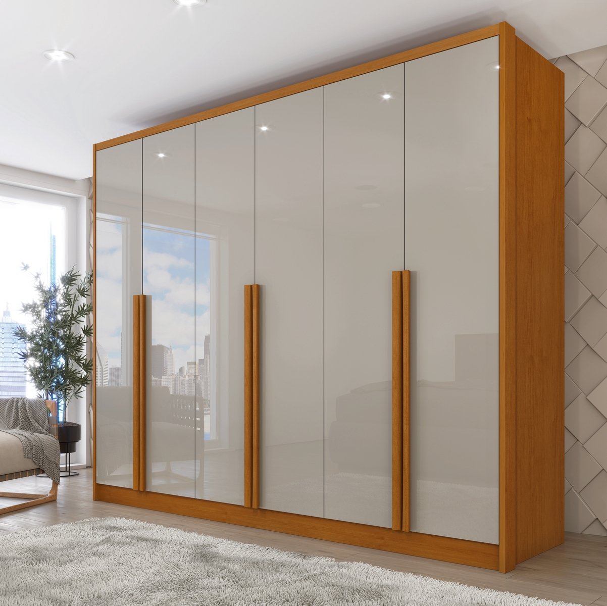 Guarda-Roupa 6 Portas Realeza 2,74 m Cinamono/Off White - TCIL