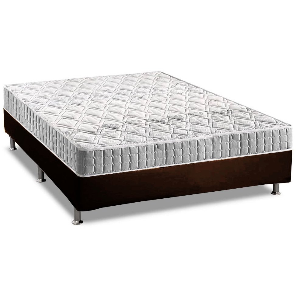 Colchão Casal Orthosono D33 + Base Box Simples Corino Marrom – ANJOS + ALTO NÍVEL CAMAS E COLCHÕES