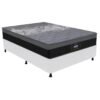 Colchão Casal New York + Base Box Simples Corino Branco – GAZIN + ALTO NÍVEL