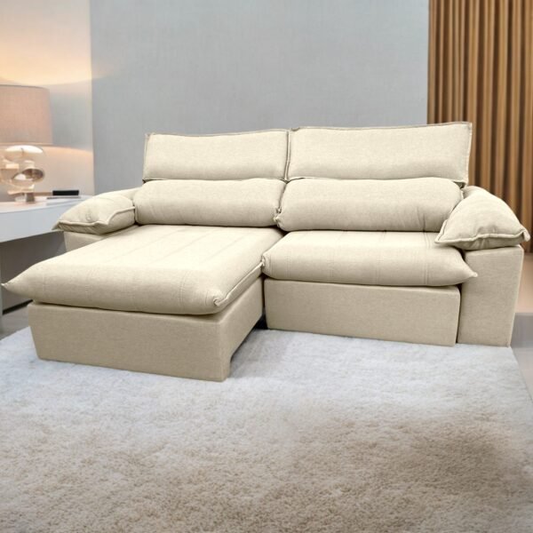 Sofá Retrátil e Reclinável Jackson 2,50 m Linho Bege 3105 - UNIART ESTOFADOS