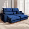 Sofá Retrátil e Reclinável Gran Bello Light 2,00 m Veludo Azul - QUINE ESTOFADOS