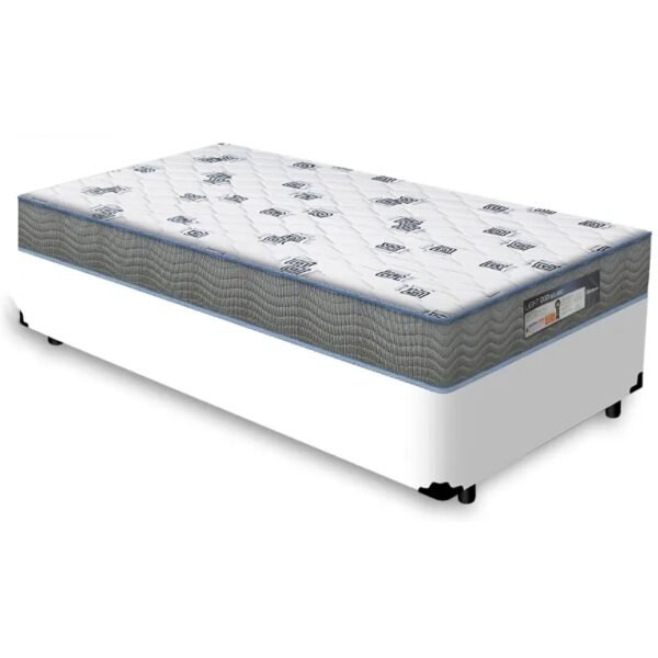 Colchão Solteiro Light D33 + Base Box Simples Corino Branco – ORTOBOM + BIOSTAR