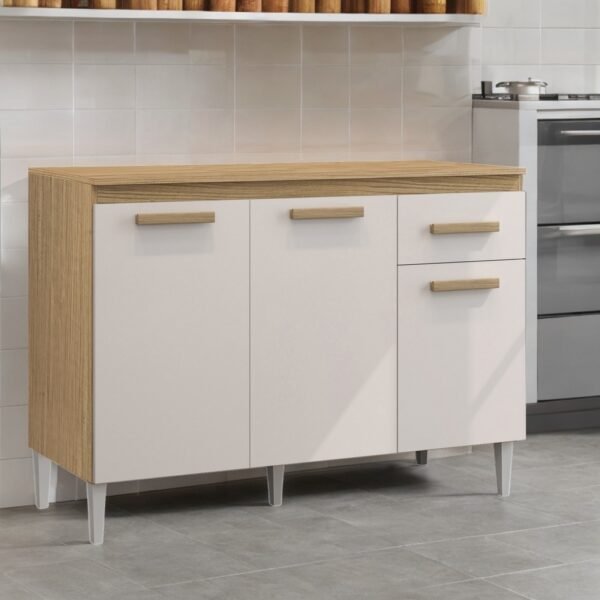 Balcão 3P1G Vitória/Naiomi Atacama/Off White - ARAMÓVEIS