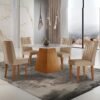 Mesa Luna 90 Canto Copo Imbuia/Ripado/Off White com 4 Cadeiras Jade Linho Turim 07 – RUFATO