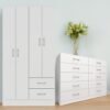 Guarda-Roupa 4 Portas Panamá 4002 + Cômoda 10 Gavetas Caribe Branco – FELLICCI