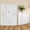 Guarda-Roupa 6 Portas Jamaica 6002  + Cômoda 10 Gavetas Caribe Branco – FELLICCI