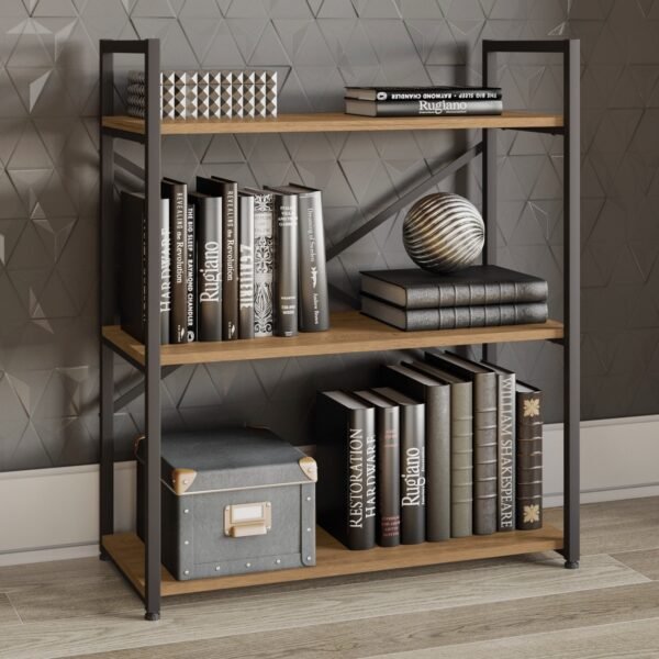 Estante Baixa 3 Prateleiras LI007 Freijó/Preto Fosco - KAPPESBERG