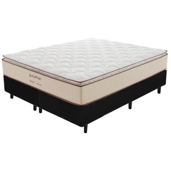 Colchão Queen Bali + Base Box Simples Corino Preto – PRORELAX + BIOSTAR