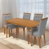 Mesa Alegra 120 Cinamomo com 4 Cadeiras Sophia Linho Cinza Grafite 202 – JCM MOVELARIA + WM DECOR