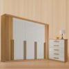 Guarda-Roupa 8 Portas Daymond Cinamono/Off White/Ripado + Cômoda Ipanema Cinamono/Off White – D’DORO MÓVEIS