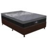 Colchão Casal New York + Base Box Simples Corino Marrom – GAZIN + ALTO NÍVEL