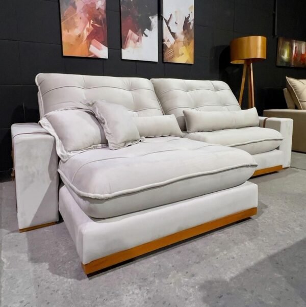 Sofá Retrátil e Reclinável Arthur/Toronto 2,50 m Marfim 4050 - D'VITRINE ESTOFADOS