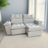 Sofá Retrátil e Reclinável Imperial 2,00 m Veludo Jolie Bege 03 - IMPERIAL DECOR