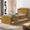 Cama Solteiro Baú Tamires + Auxiliar Mili Nature - MADEC/VJ MÓVEIS