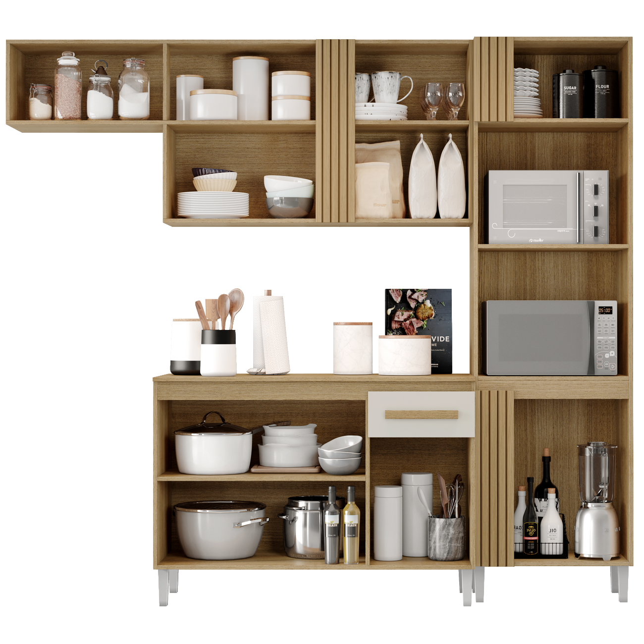 Cozinha Completa Vitória (Tampo Comum) Atacama/Off White - ARAMÓVEIS - Imagem 2