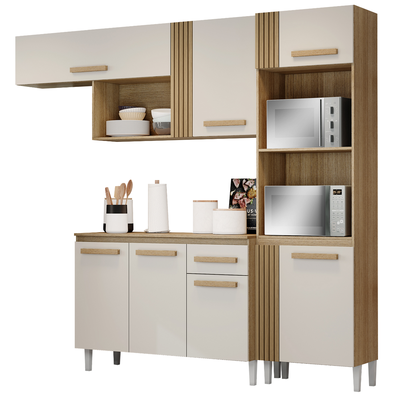 Cozinha Completa Vitória (Tampo Comum) Atacama/Off White - ARAMÓVEIS - Imagem 4