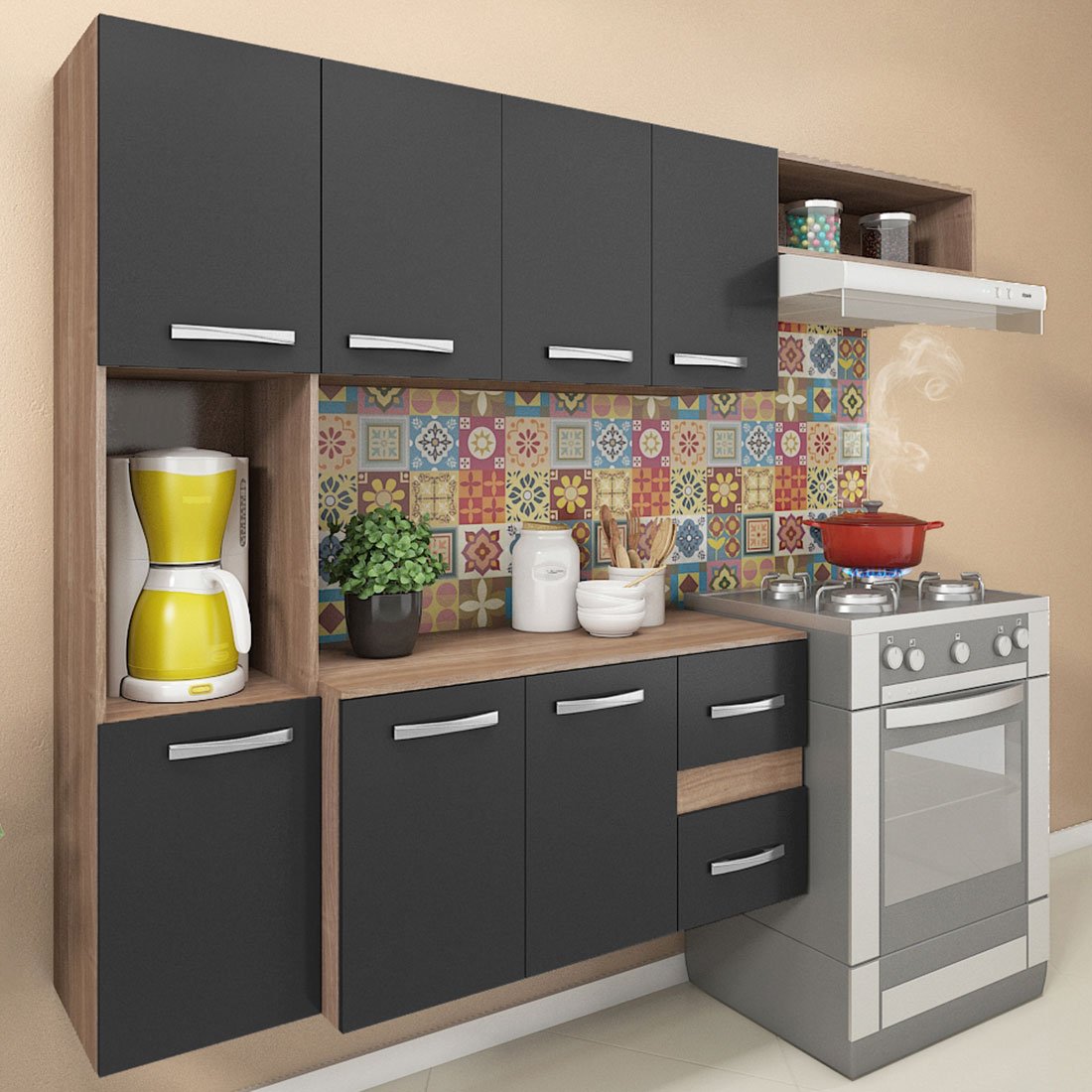 Cozinha Suspensa Mali/Lima CM06 Teka/Grafite - FELLICCI