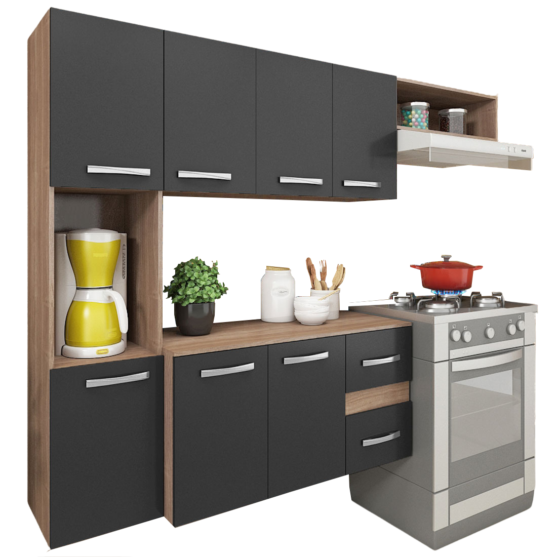 Cozinha Suspensa Mali/Lima CM06 Teka/Grafite - FELLICCI - Imagem 2