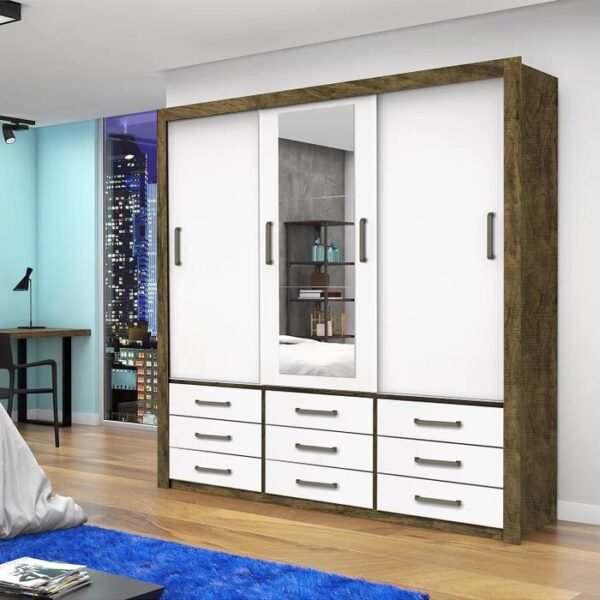 Guarda-Roupa 3 Portas Anjos 1,91 m Demolição/Branco – CARIOCA MÓVEIS