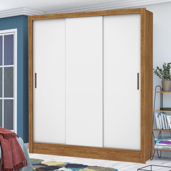 Guarda-Roupa 3 Portas Dubai/Santiago (Sem espelho) Cinamono/Branco  – CARIOCA MÓVEIS