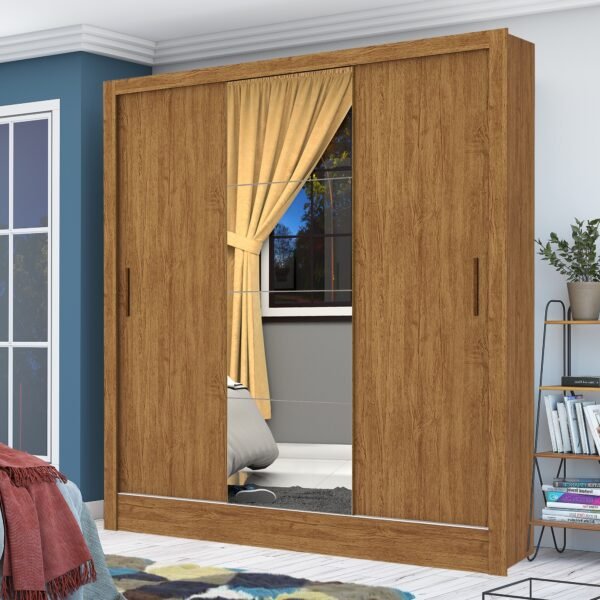 Guarda-Roupa 3 Portas Dubai/Santiago Plus(1 Porta espelhada) 1,79 m Cinamono – CARIOCA MÓVEIS
