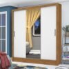 Guarda-Roupa 3 Portas Dubai/Santiago Plus (1 porta espelhada) 1,79 m Cinamomo/Branco - CARIOCA MÓVEIS