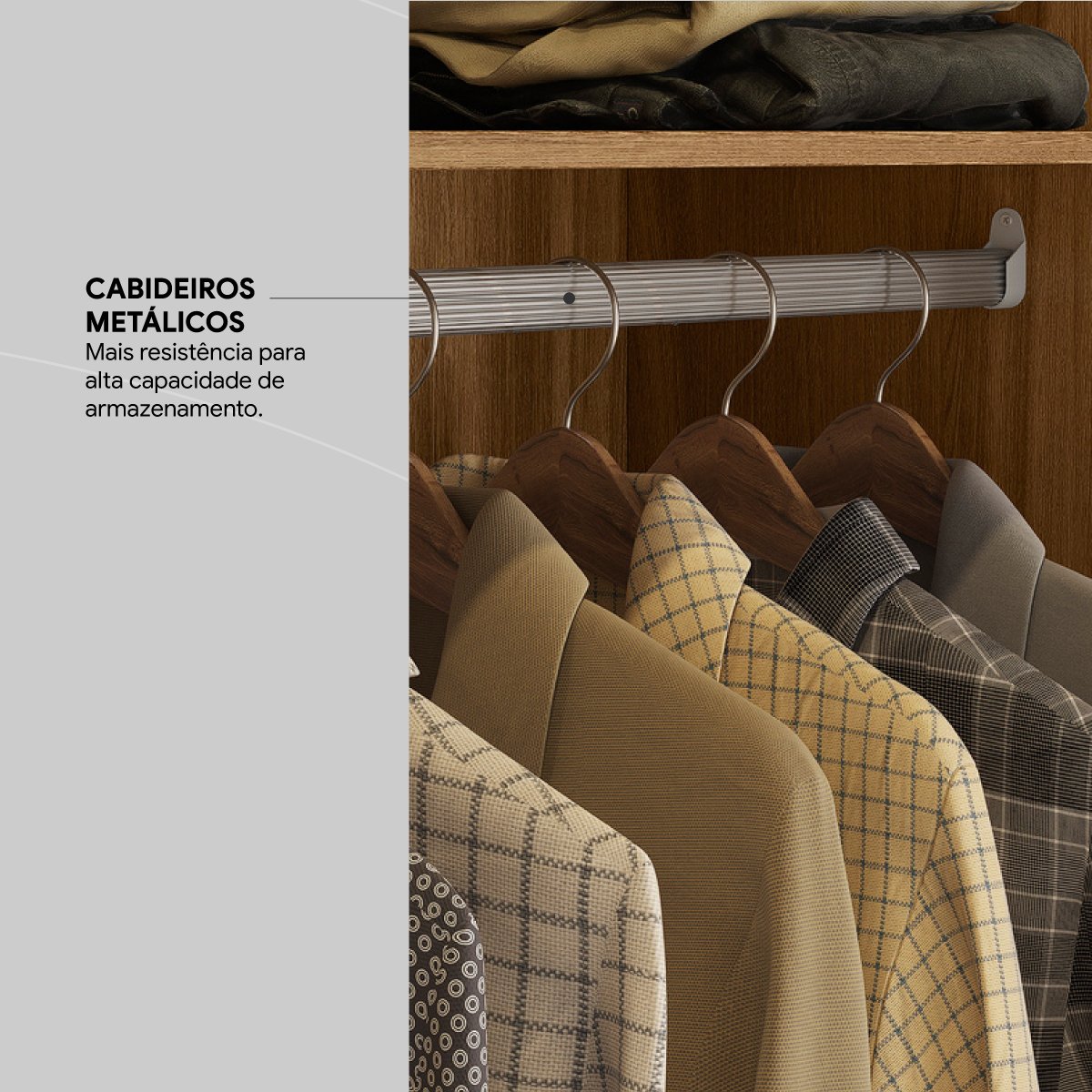 Guarda-Roupa 4 Portas Laredo 2,67 m Nogueira Touch/Nude Prime/Nogueira Touch - DEMÓBILE - Imagem 7