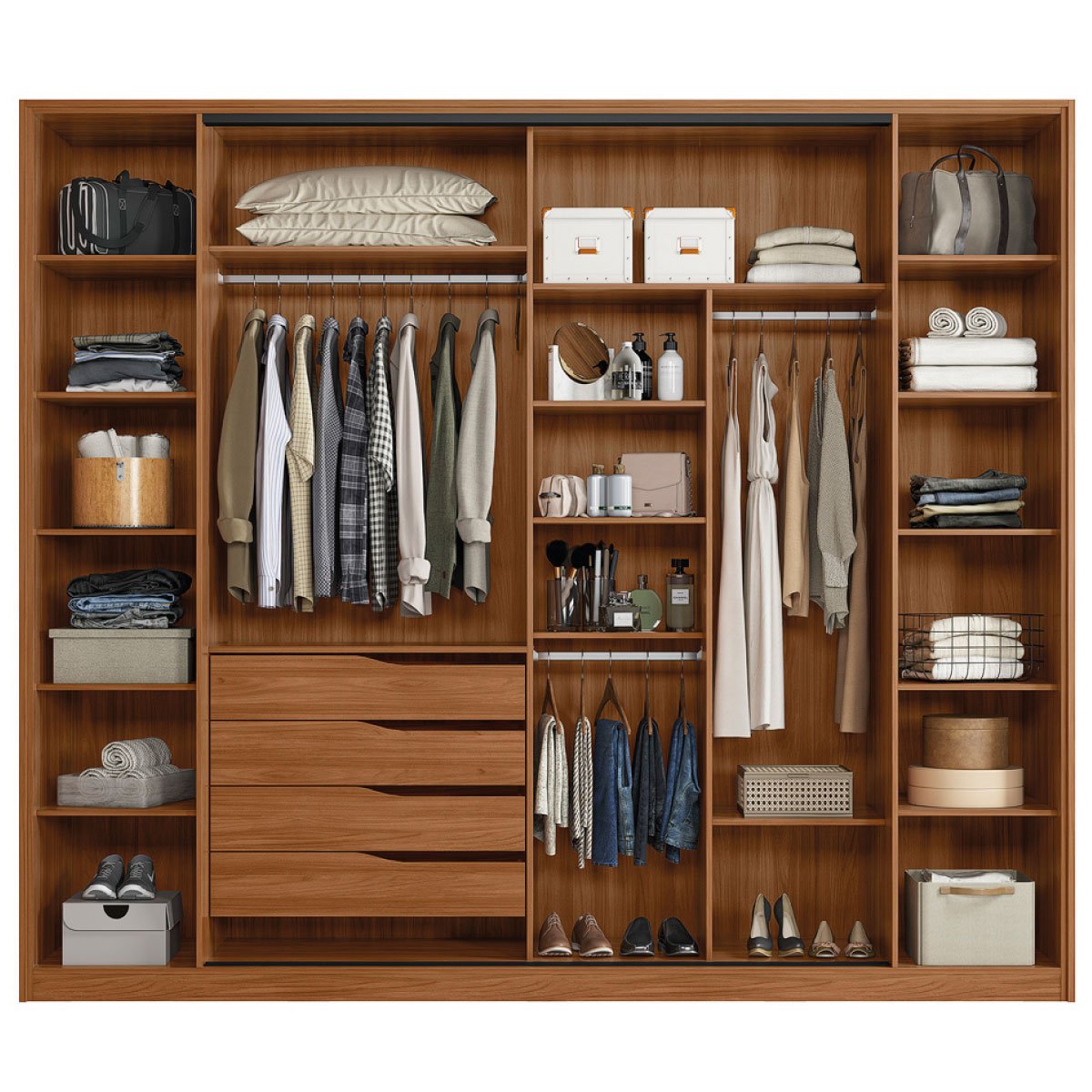 Guarda-Roupa 4 Portas Laredo 2,67 m Nogueira Touch/Nude Prime/Nogueira Touch - DEMÓBILE - Imagem 5