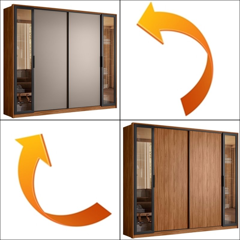 Guarda-Roupa 4 Portas Laredo 2,67 m Nogueira Touch/Nude Prime/Nogueira Touch - DEMÓBILE - Imagem 9