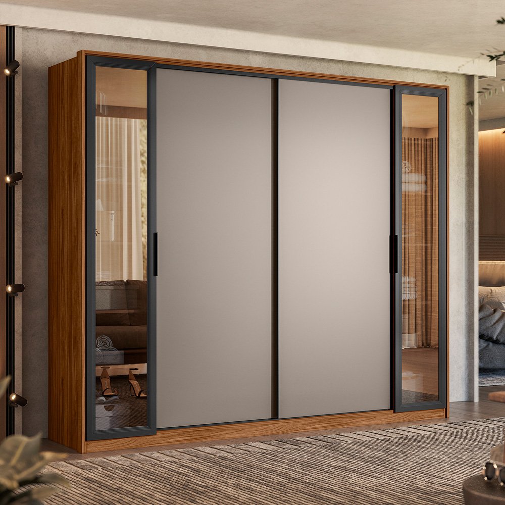 Guarda-Roupa 4 Portas Laredo 2,67 m Nogueira Touch/Nude Prime/Nogueira Touch - DEMÓBILE - Imagem 3