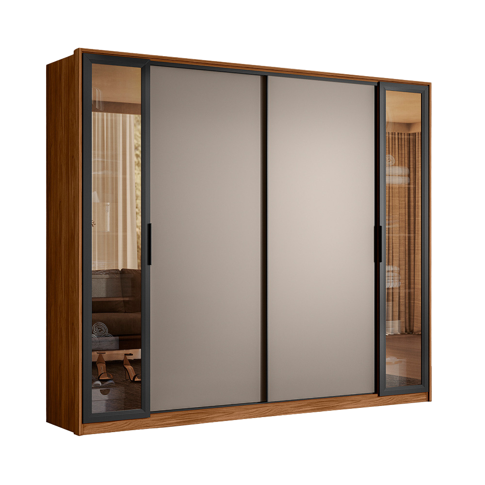 Guarda-Roupa 4 Portas Laredo 2,67 m Nogueira Touch/Nude Prime/Nogueira Touch - DEMÓBILE - Imagem 4