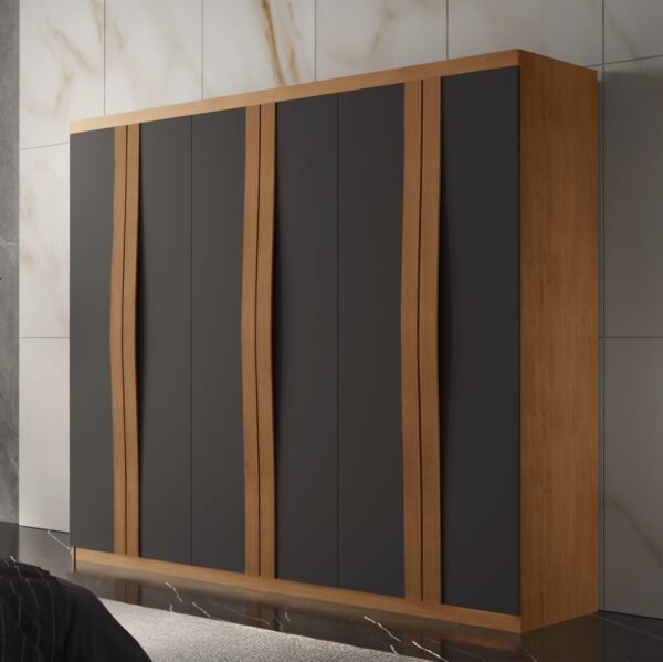 Guarda-Roupa 6 Portas Grécia 1,80 m Naturale/Grafite - RUFATO