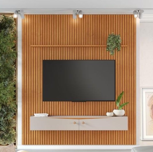 Home Suspenso até 75" Riso Cinamono/Off White - JCM MOVELARIA