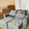 Sofá Retrátil e Reclinável Dubai 2,50 m Veludo Cinza – IMPÉRIO ESTOFADOS(PROMOÇÃO)