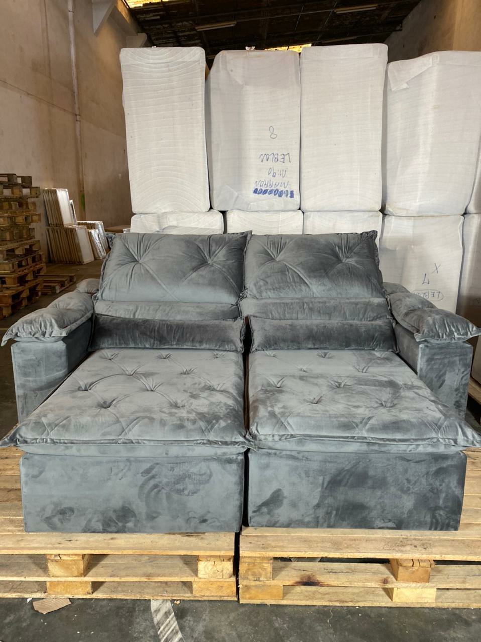 Sofá Retrátil e Reclinável Dubai 2,50 m Veludo Cinza – IMPÉRIO ESTOFADOS(PROMOÇÃO) - Imagem 2