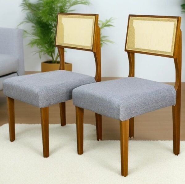 Kit 2 Cadeiras Grécia Mel/Veludo Cinza 2210B – HR MOVELARIA