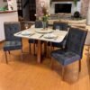 Mesa Pedro 120 Mel/Off White com 4 Cadeiras Sophia Veludo Cinza Grafite – ART ASSENTOS + WM DECOR