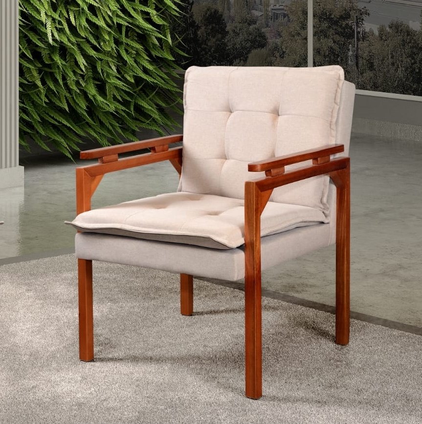 Poltrona Belíssima Veludo Bege - JOSEBE DECOR