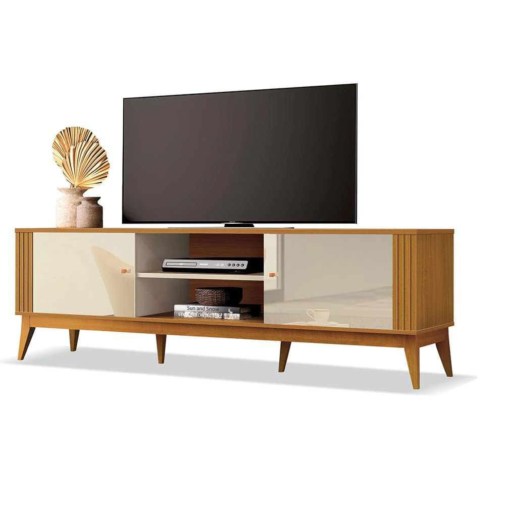 Rack até 75" Legacy 2.0 Off White/Cedro Natural - EDN MÓVEIS - Imagem 3