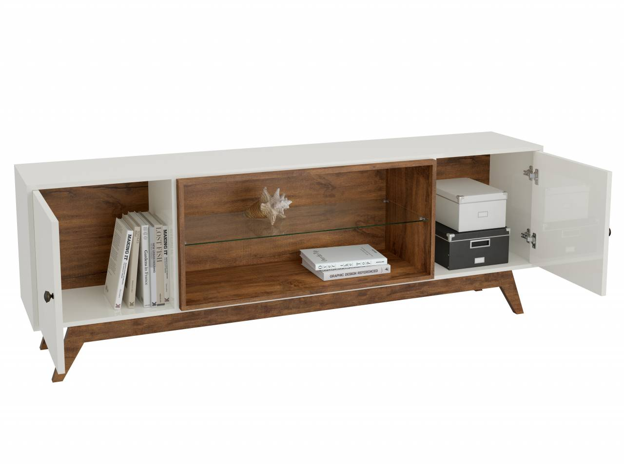 Rack até 60" Thor R418 Off White/Freijó - DALLA COSTA - Imagem 4