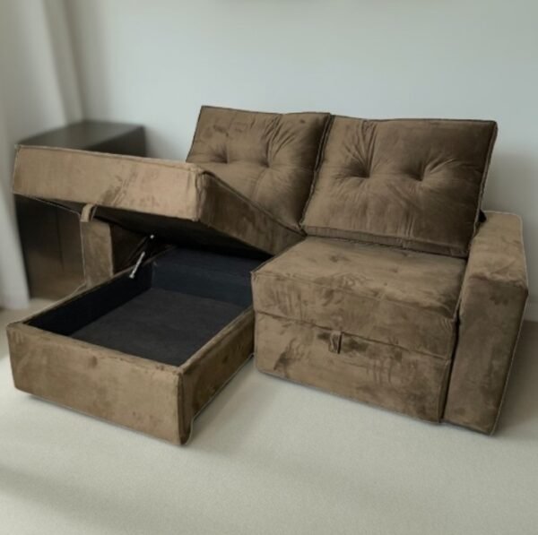 Sofá Baú Retrátil e Reclinável Sofia  2,00 m Marrom - IMPÉRIO ESTOFADOS