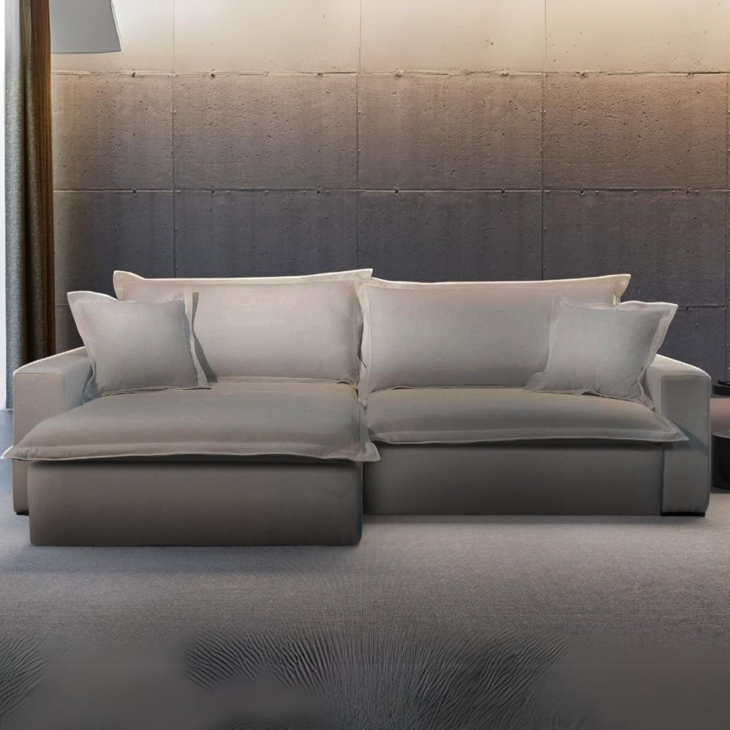 Sofá Retrátil 2,30 m E-80 Veludo Capuccino 1192 - SUPREMA ESTOFADOS