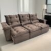 Sofá Retrátil e Reclinável Atenas 2,70 m Marrom – QUINE ESTOFADOS