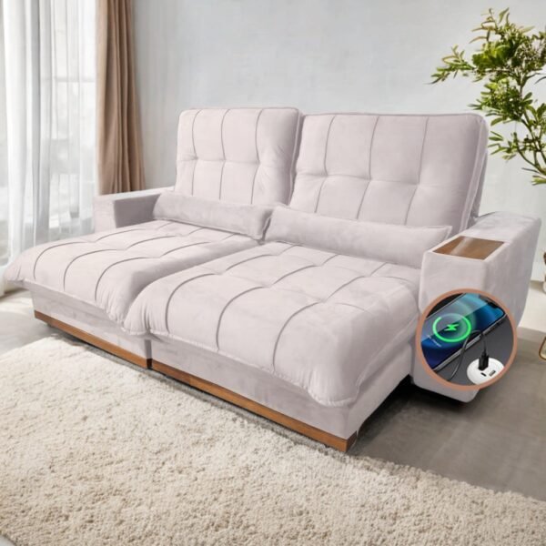 Sofá Retrátil e Reclinável Azarro 2,50 m Bege – ZARAT ESTOFADOS