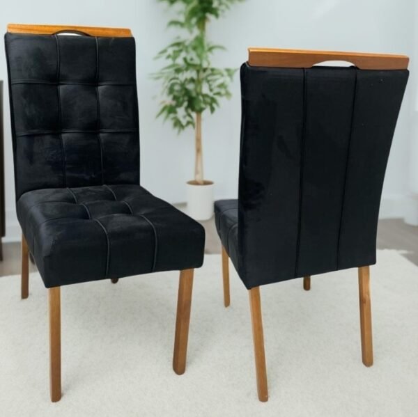 Kit 2 Cadeiras Sophia/Capri  Mel/Veludo Preto – WM DECOR